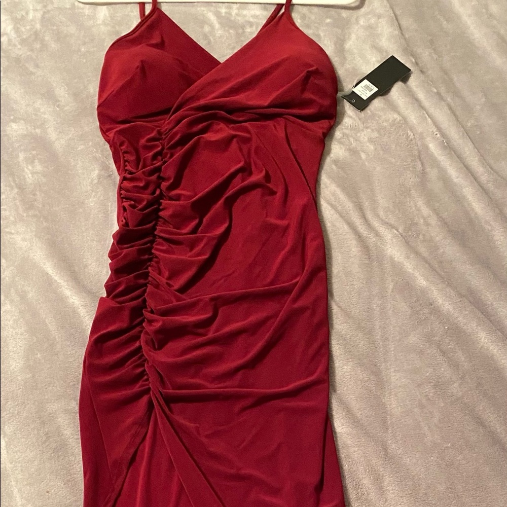 Long Red High Slit Dress